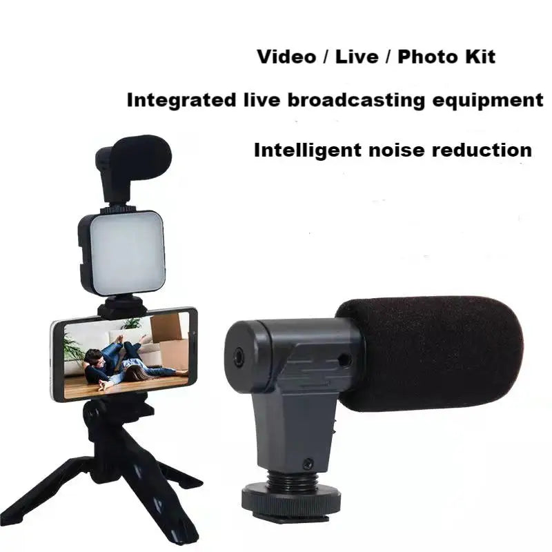 Smartphone Vlogging Kit With Tripod Phone Holder Mini Microphone LED Fill Light Starter For TikTok Live Stream Video YouTube