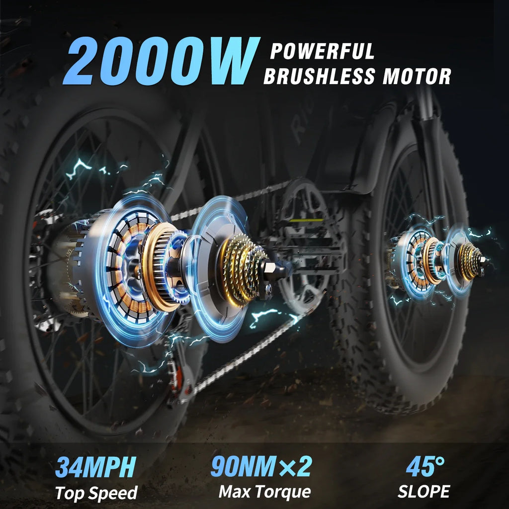 Q20Pro Electric Bicycle 2000W Dual Motor 52V40AH Dual Battery Ebike Top Speed 55KM/H 20*4Fat Tire Electric Mountain Bike