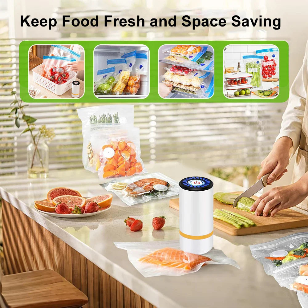 Mini Electric Air Pump USB Rechargeable Automatic Vacuum Compression Machine for Food Fresh-Keeping Storage Bags Vacuum Pump