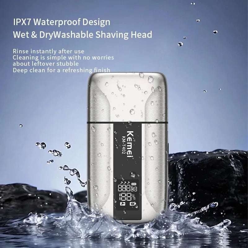 Kemei T402 UV-Disinfecting Metal Double-Foil Shavers Professional Barber Reciprocating Razor for Men Bald Head Shaving Machine