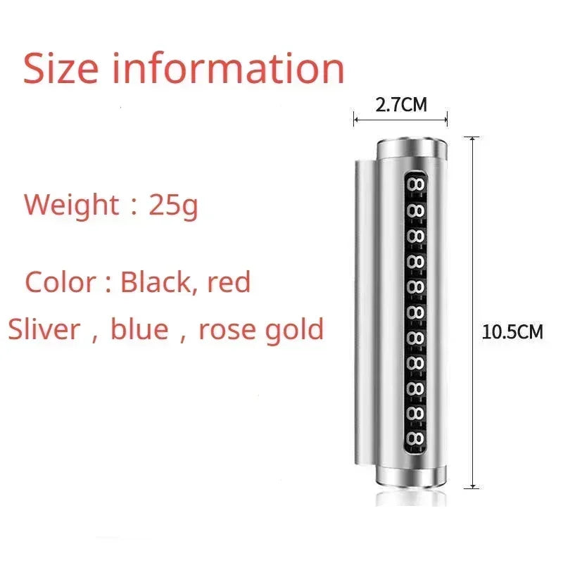 Metal Car Temporary Parking Card Rotate Phone Number Plate Aluminum Stickers Park Stop In Car-styling Auto Accessories