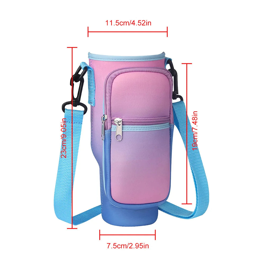 40oz Neoprene Water Bottle Carrier Bag For Stanley Quencher Cup Sleeve with Adjustable Shoulder Strap Water Bottle Holder Pouch