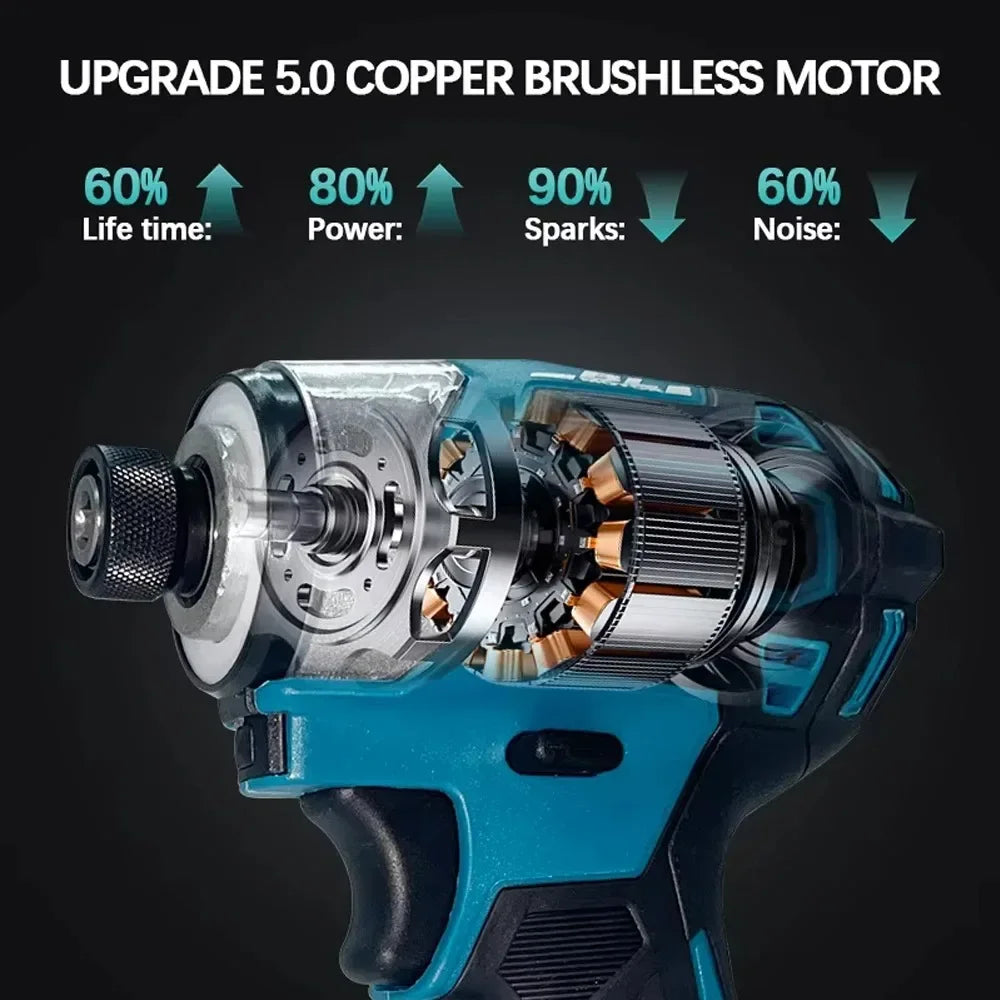 Makita DTD173 18V Cordless Brushless Impact Driver 180Nm Electric Drill Screwdriver with LED Light Multi-function Household Tool