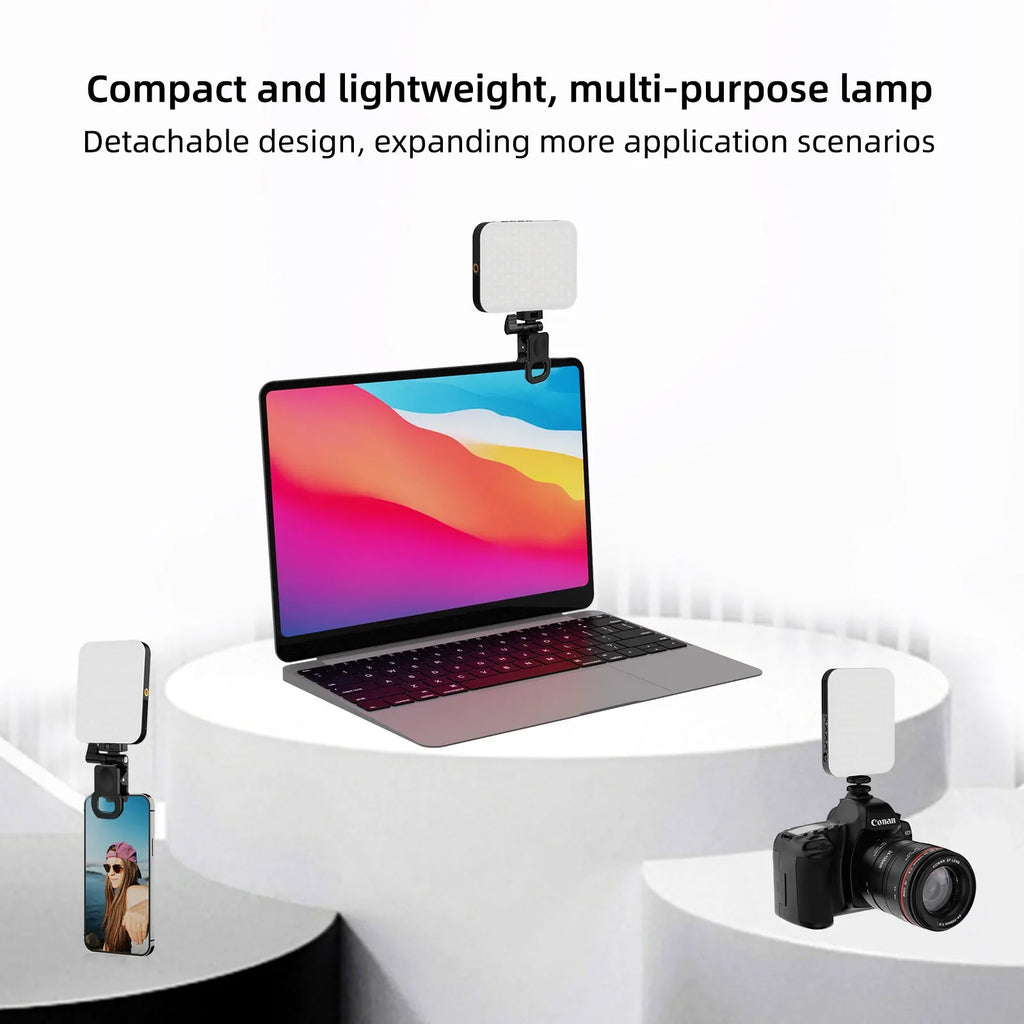 12W Mini Photographic Fill Light With Clip 156pcs High Brightness LED 5000Mah Battery 2500K-9000K Color Temperature