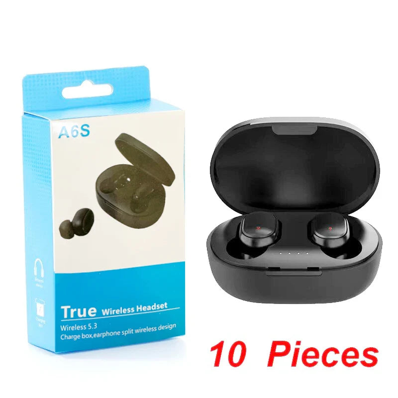 10Pcs Wholesale A6S TWS Wireless Headphones Bluetooth Earphone 5.0 Stereo Headset Earbuds with Microphone for ISO Android