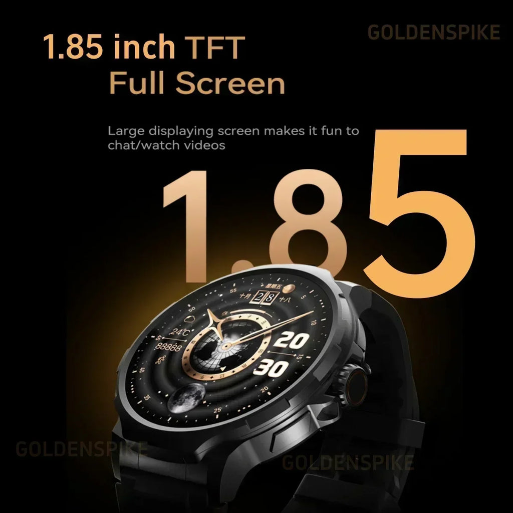 GT100 New Smartwatch 1.85-inch Display HD Screen Android OS 4G SIM Card 180° Rotating Camera WiFi Waterproof Smart Watch Men
