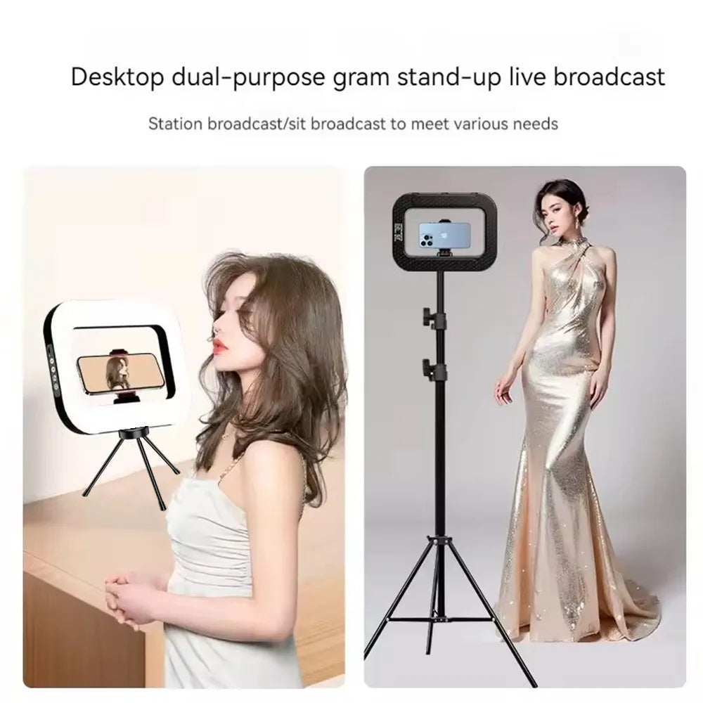2025 New Handheld Ring LED Rechargeable Fill light Portable Mobile Phone Live Broadcast selfie Photography with phone clip