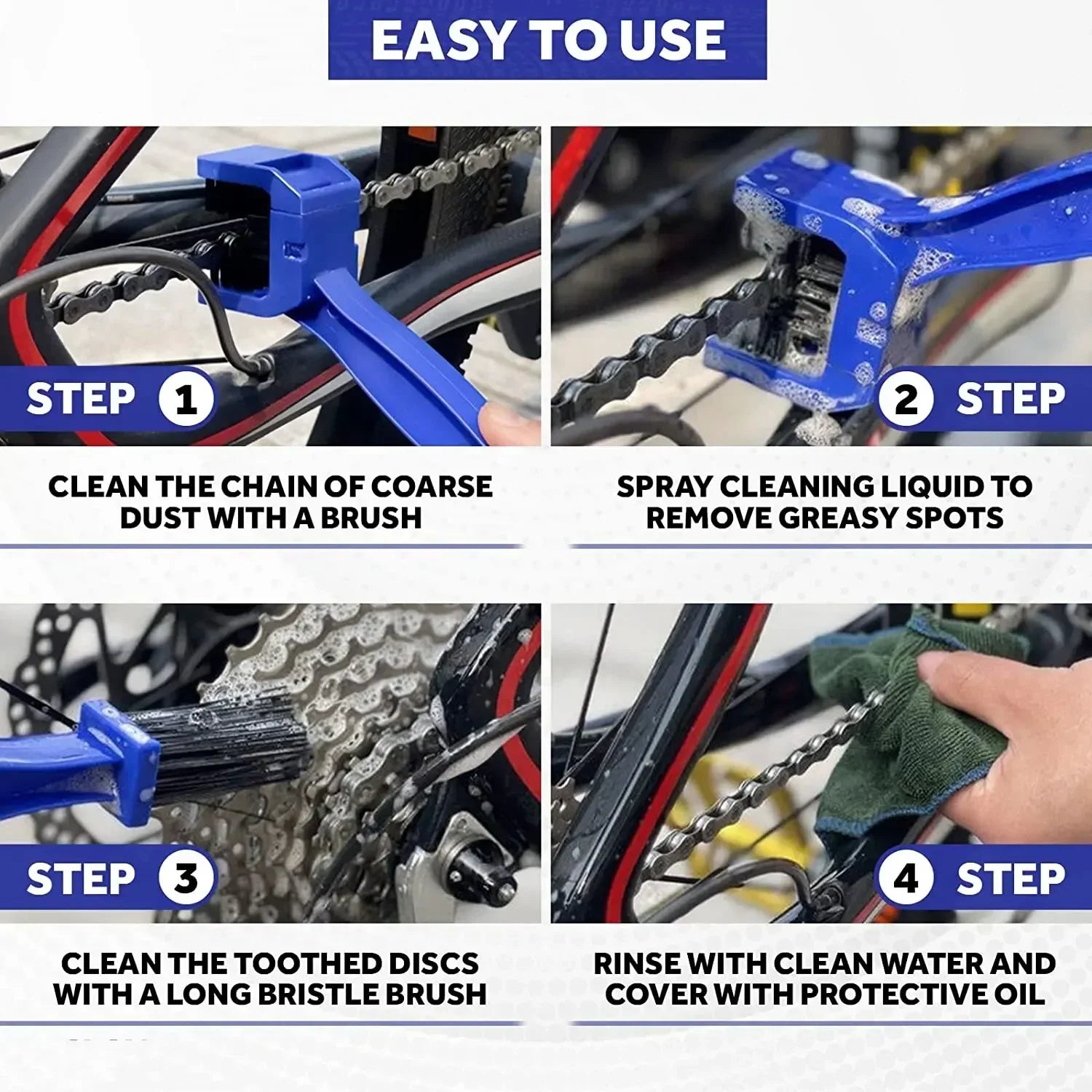 Motorcycle Bicycle Chain Clean Brush Gear Chain Brush Rim Care Tire Cleaning Brush Universal Motorcycle Clean Dirt Smart Amagi