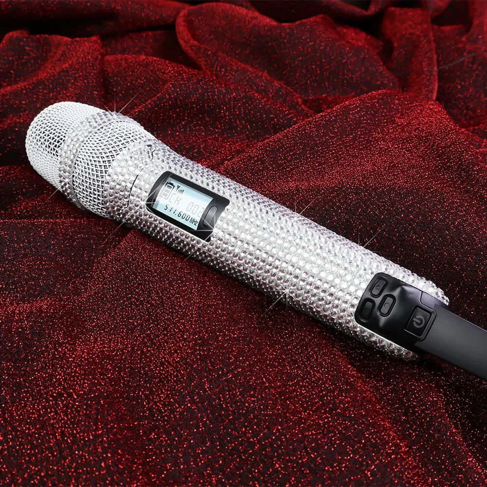 Wireless Karaoke Mic SKM9000 Custom Diamond-Encrusted  Microphone For Live Streams  Karaoke Shining Stage Essential