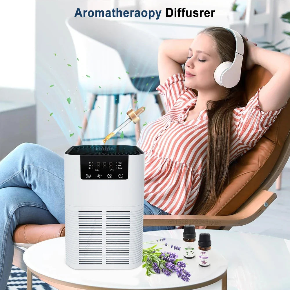 Air Purifier Smoke Odor Negative Ion Generator HEPA Filter Efficient Purifying Air for Home Bedroom Aromatherapy Air Cleaner