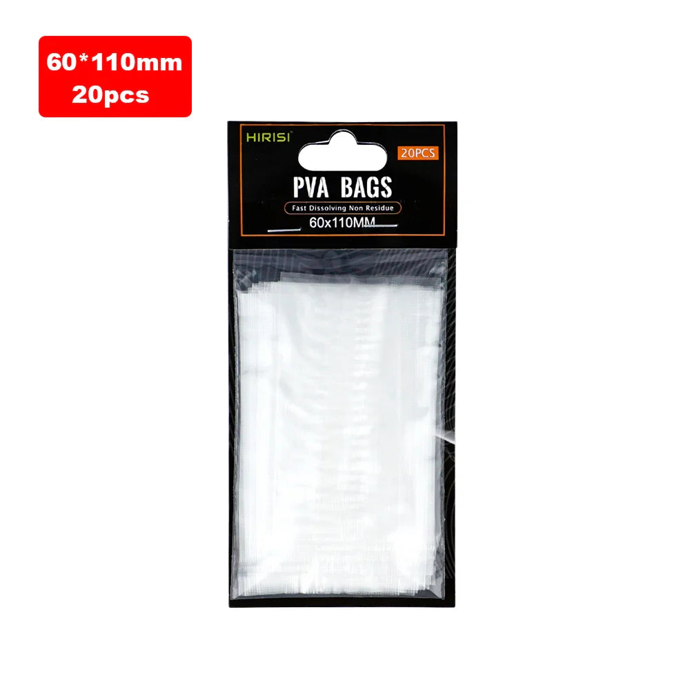 20PCS PVA Carp Fishing Bags For Fishing Tackle Accessories Quick Dissolve Environmentally Material Size 60*130 85*140 70*200
