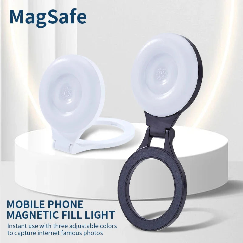 Magnetic Selfie LED Fill Light with Magsafe Compatibility ABS Material for Photography TikTok Zoom Calls Video Selfies