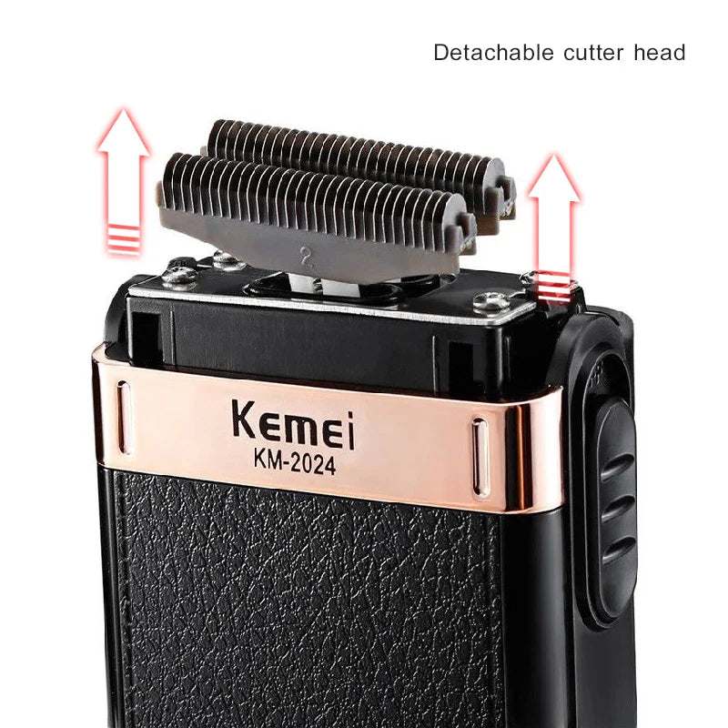 Kemei Twin Blade Waterproof Reciprocating Cordless Razor USB Rechargeable Shaving Machine Electric Shaver for Men Barber Trimmer