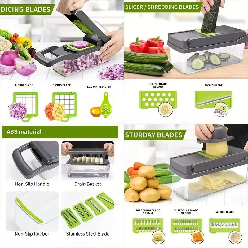 5-in-1 Food Chopper Suitable for Handheld Slicers, Dicers, Graters Multifunctional Vegetable Chopper Kitchen Tool
