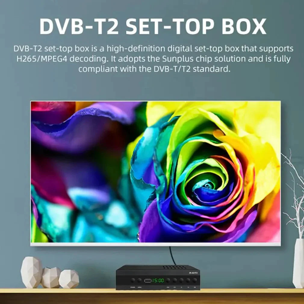 JN821 H.265 TDT DVB-T2 C Digital Terrestrial TV Receiver HD DVB-T2 FTA Set Top Box EPG USB PVR TV Tuner for HD/Old TV