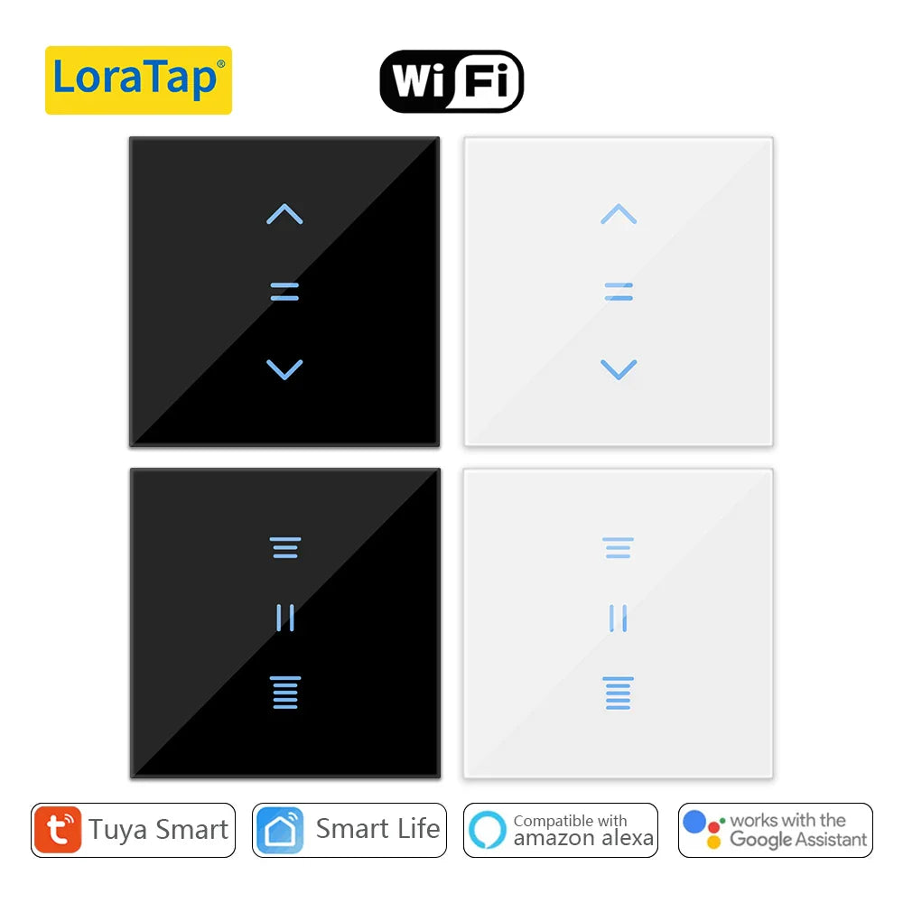 LoraTap Tuya Smart Life WiFi Curtains Blinds Switch Roller Shutters Motor Switch Backlight Style Google Home Alexa Voice Control