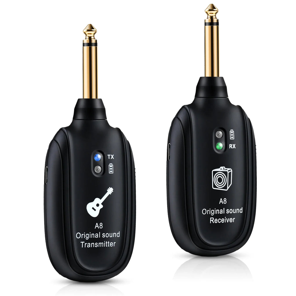 A8 UHF Electric Guitar Wireless System Transmitter Receiver Set Low latency Built-in Rechargeable For Electric Guitar Bass