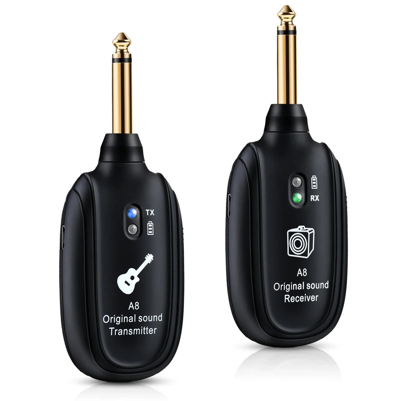 A8 UHF Electric Guitar Wireless System Transmitter Receiver Set Low latency Built-in Rechargeable For Electric Guitar Bass