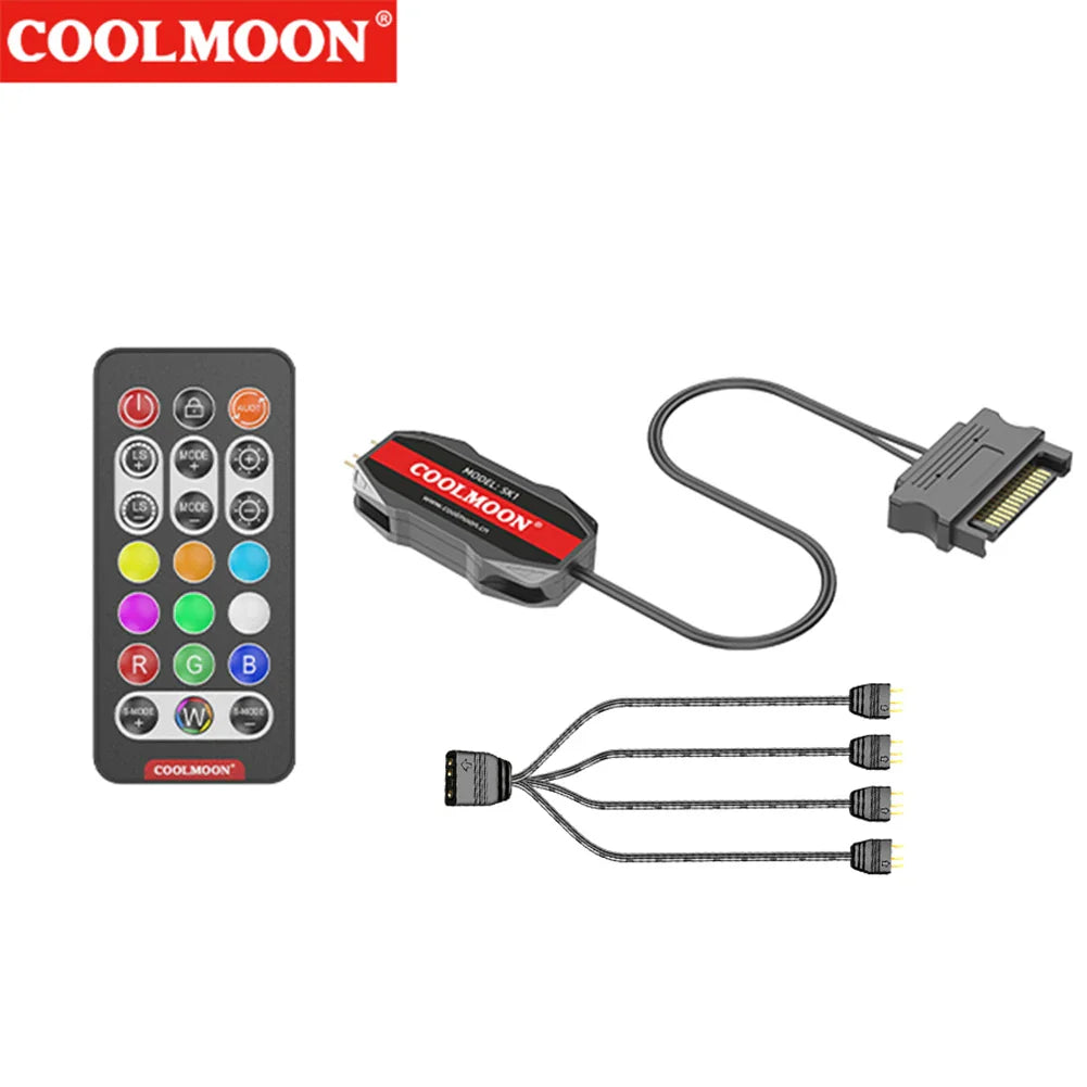 3 in 1/2 in 1 ARGB Controller Cable 5V 3 Pin 3Pin To SATA LED Color Intelligent Fan Controller HUB Adapter RGB Remote Controller