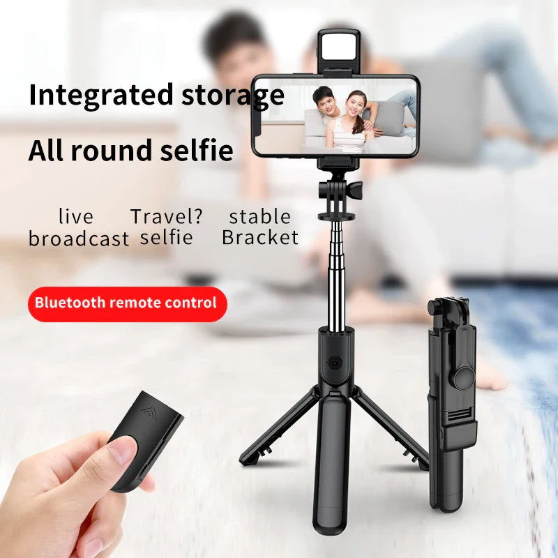 Portable Bluetooth Selfie Tripod Retractable Multifunctional Phone Holde With Selfie light Wireless Remote Bracket Shutter