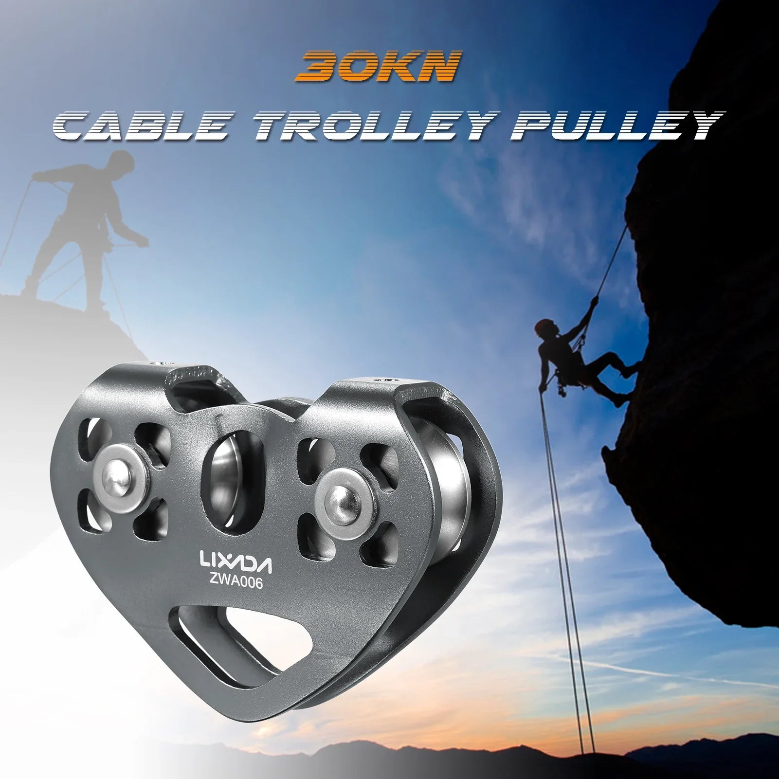 Cable Trolley Caving Trolley Pulley Trolley Lixada 30kN Cable Trolley Pulley with Ball Bearing Climbing Caving Aloft Work