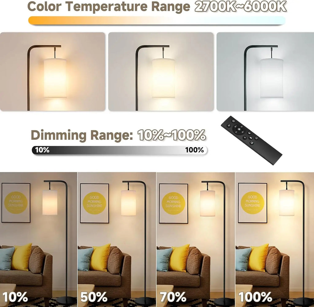 Remote Control Floor Lamp with Adjustable Color & Brightness, 9W LED for Living Room Bedroom Office
