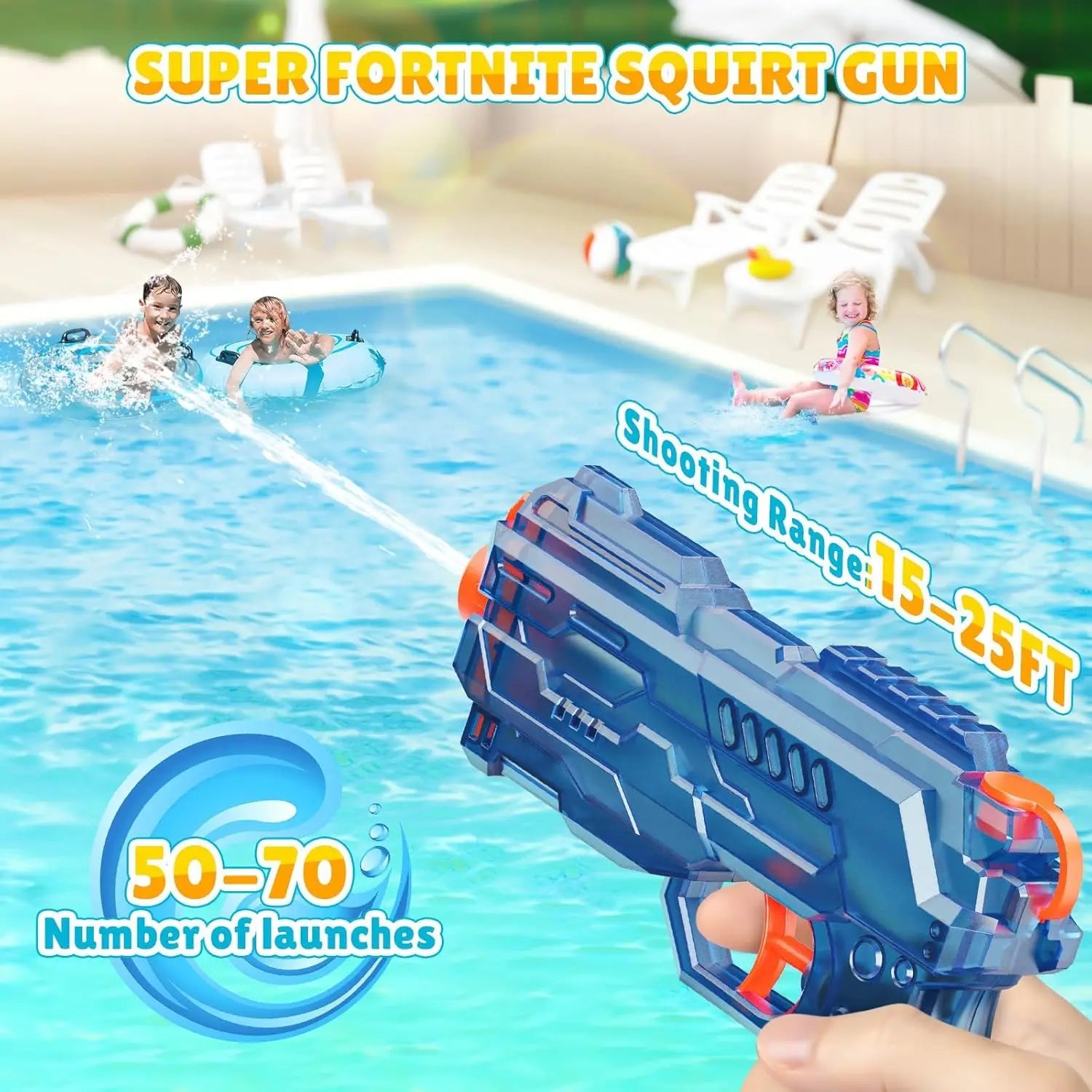 Kids Water Gun Toy Set, 2 Pack Super Soaker Blaster for Pool Beach Outdoor Play with Long Range