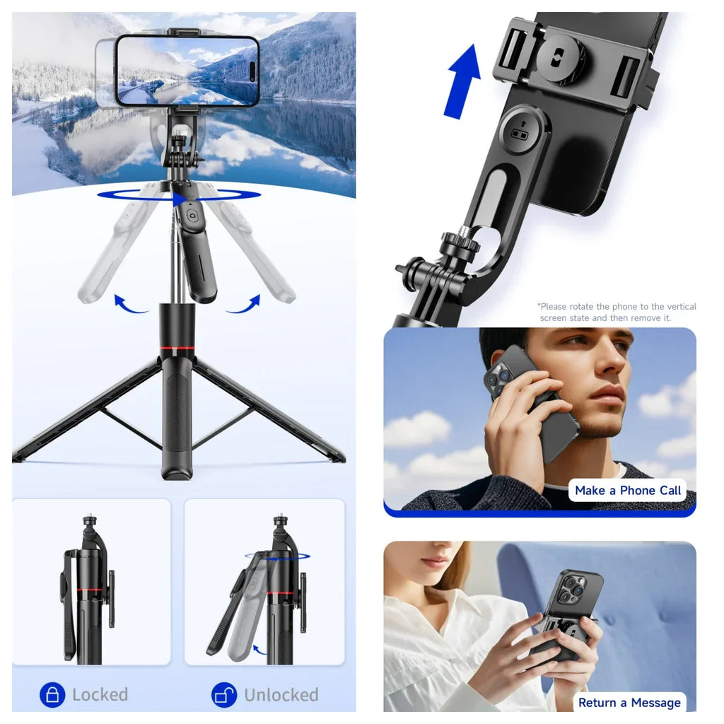 Selfie Stick 1.7 Meter Ultra Long Stretch Portable debounce Phone Holder Bluetooth Remote With Fill light Tripod Stand For Live