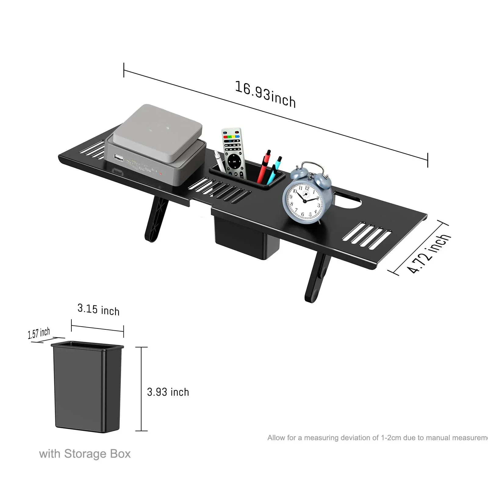 Adjustable TV Screen Top Shelf Computer Monitor Desktop Organizer Storage Rack TV Media Box, Router Shelf with 2 Storage Boxes