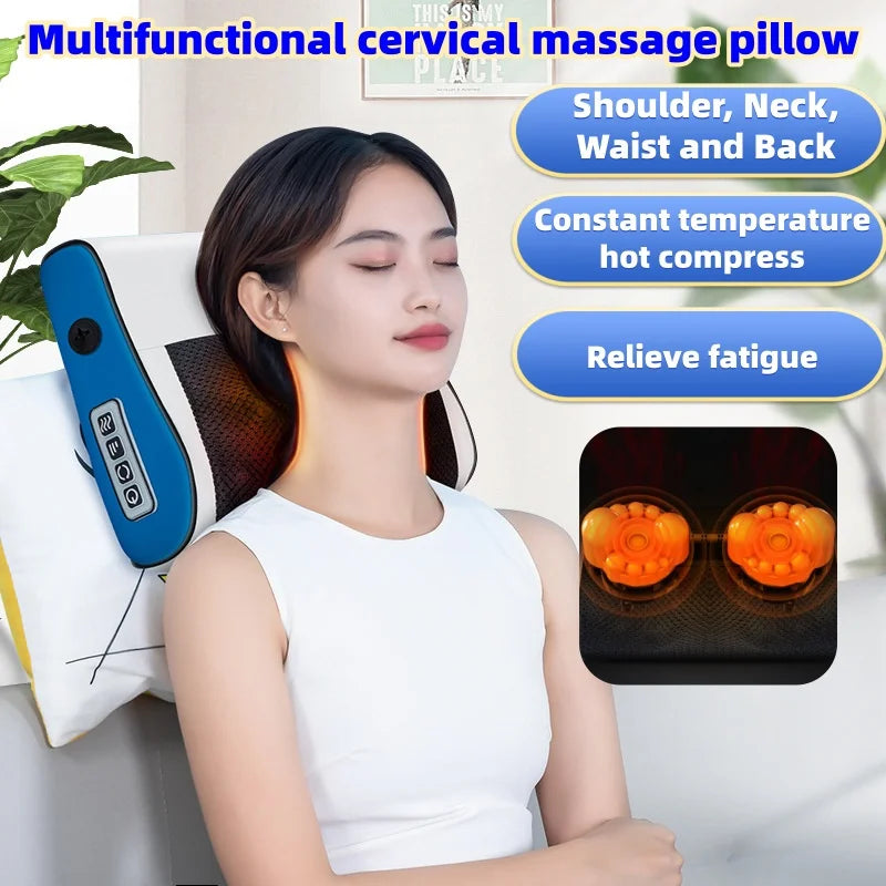 Neck Massager Shiatsu Neck Massager with Heat Electric Back Massager for Shoulder Back Leg Deep Tissue Kneading Massage Pillow