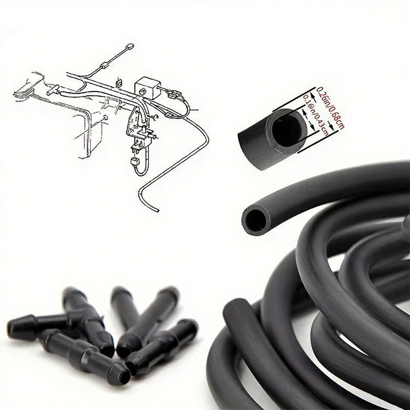 5pcs/Set 2m Car Windshield Washer Hose Automotive Wiper Blade Pipe Windshield Jet Spray Wiper Nozzle Water Hose Fluid Tube