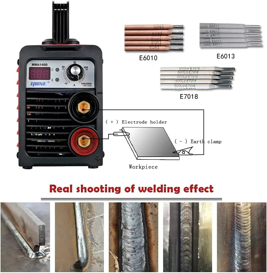 140Amp IGBT Inverter Welder Machine, 110V/220V Digital Display with Hot Start & Anti-Stick for 1/16"-1/8" Rods