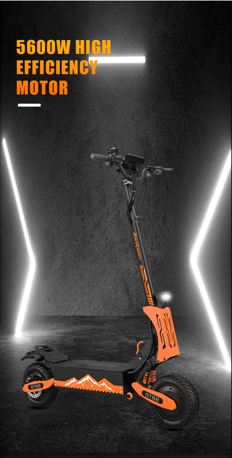 Arwibon 5600W Adult Electric Scooter Dual Motor Top Speed 46MPH,60V27AH, 11-inch Off-Road Tires Sport Folding eScooter