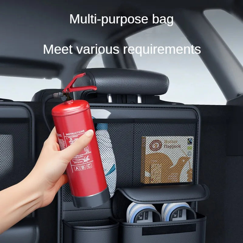Kcimo PU Leather Car Trunk Storage Bag Foldable Tools Organizer Multifunctional Storage Suv Back Seat Hanging Organizer