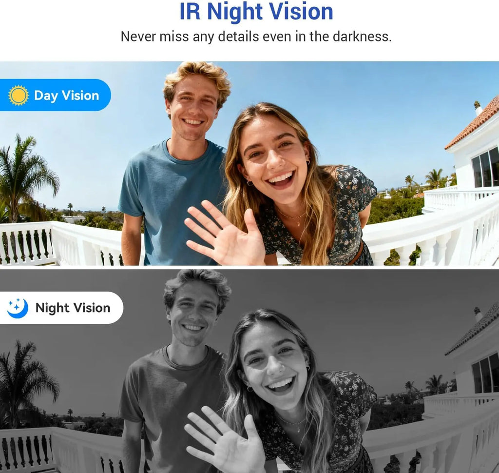Wireless Wi-Fi Video Doorbell Camera with Night Vision, Two-Way Audio, AI Motion Detection, Cloud Storage