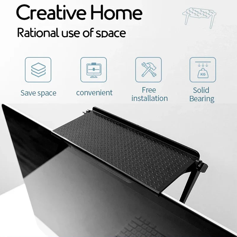 TV Screen Top Storage Shelf Adjustable Monitor Storage Rack Computer Desktop Display Stand TV Router Storage Rack Home Organizer