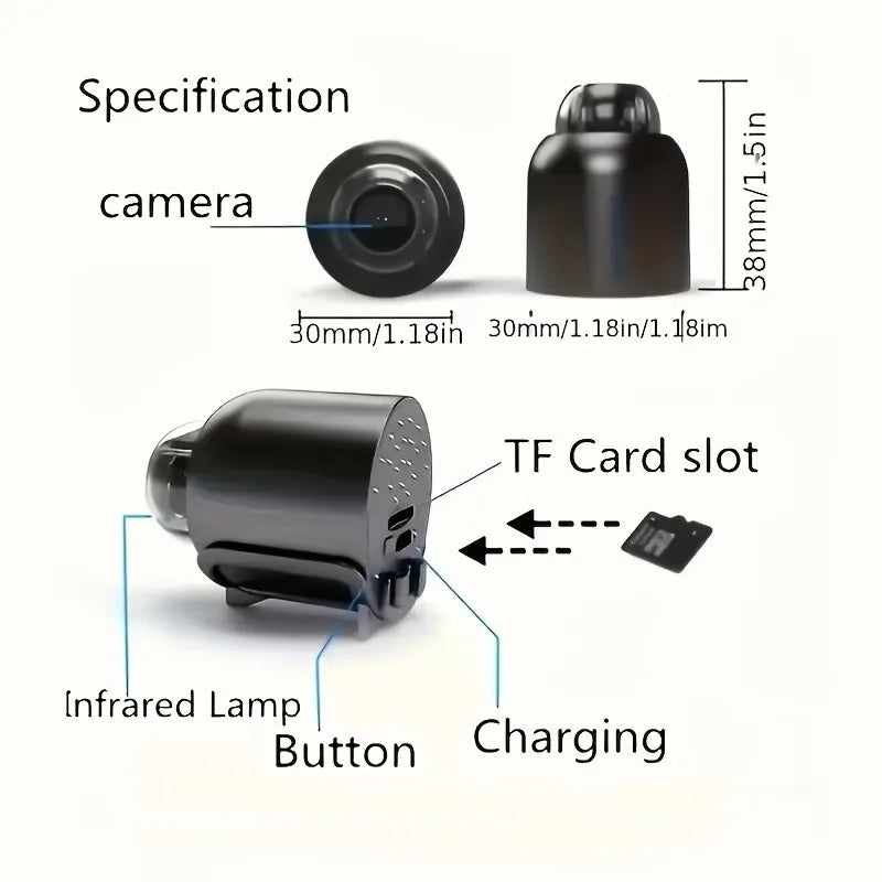 Mini 1080P Wireless Security Camera – Night Vision & Motion Alerts | Discreet Indoor Surveillance for Home, Office & Travel