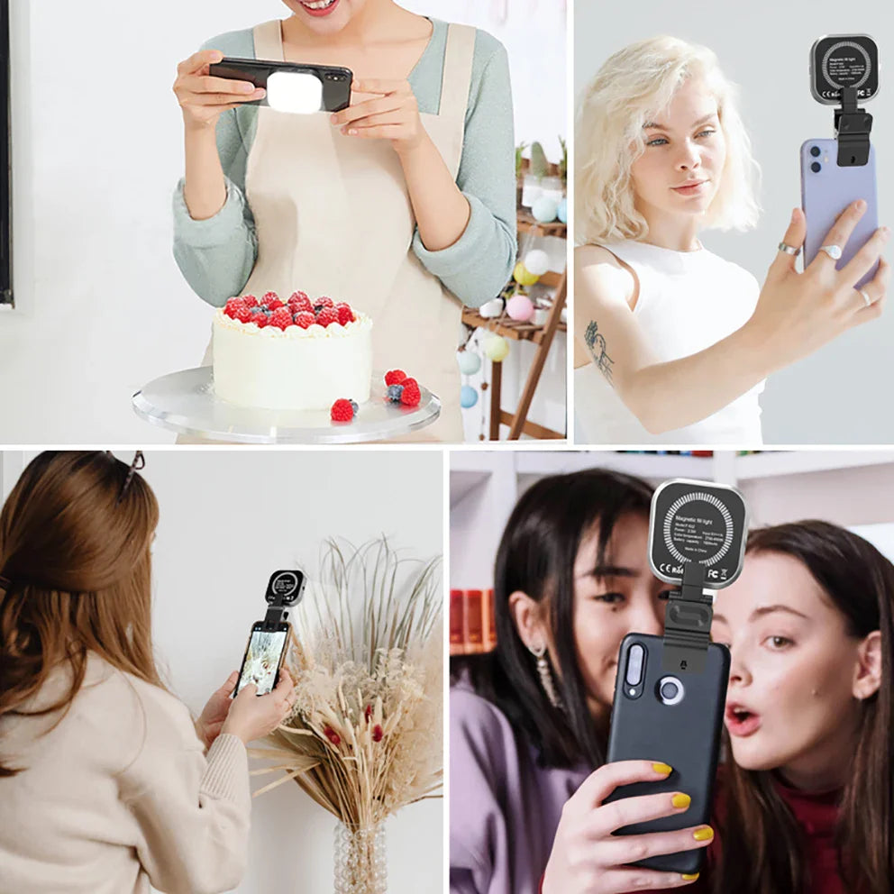 New Arrival Mini Magnetic Fill Light 1000mah Rechargeable Tri-color Temperature Selfie Light With Light Clip