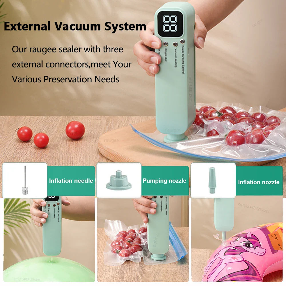 Mini Vacuum Sealer Rechargeable Food Preservation Package Plastic Bags Sealer Portable Wireless Automatic Vacuum Sealing Machine