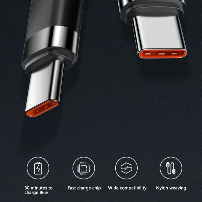 120W Fast Charger PD Quick Charging High Quality USB C TO USB Type C Cable For iPhone Xiaomi 15 Plus Pro Max Samsung S24