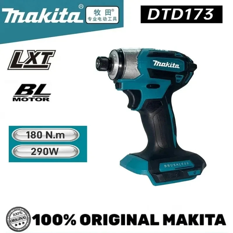 Makita DTD173 18V Cordless Brushless Impact Driver 180Nm Electric Drill Screwdriver with LED Light Multi-function Household Tool