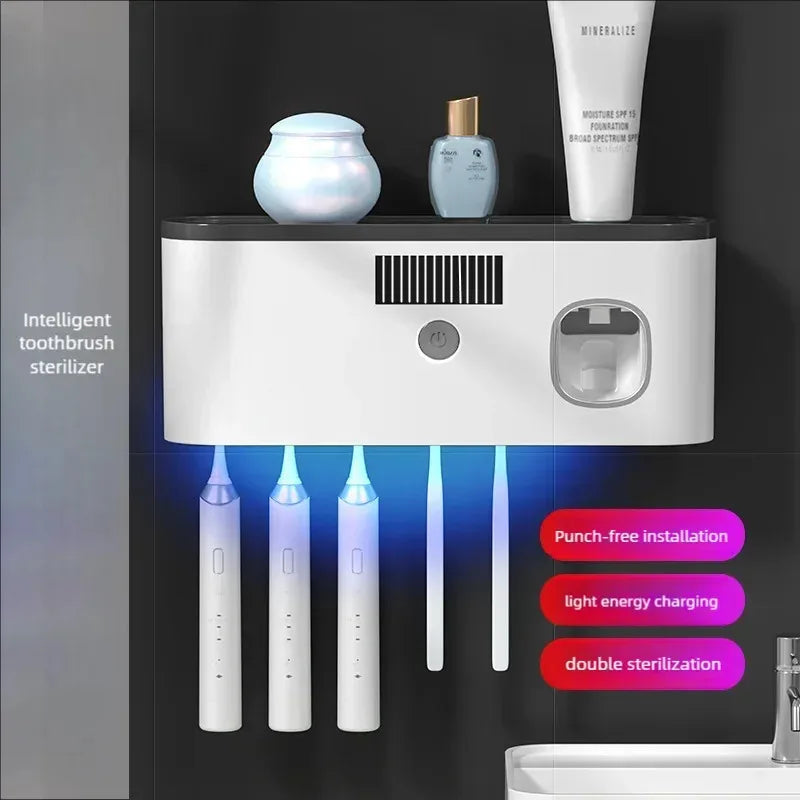 Wireless Charging UV Toothbrush Disinfector Non Perforated Toothbrush Holder Toothbrush Disinfector Storage Rack