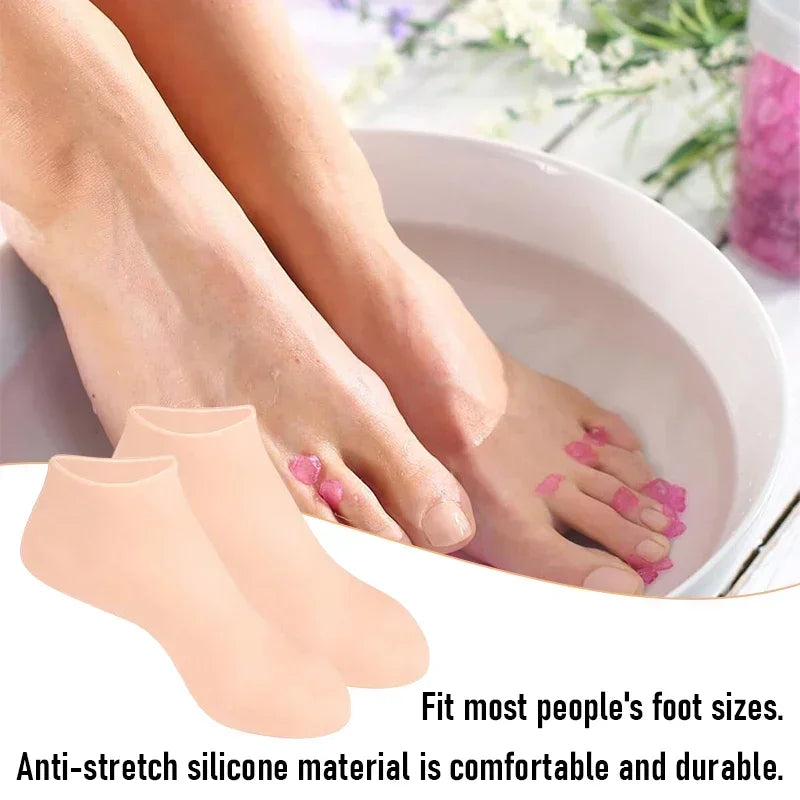 2 Moisturizing Silicone Gel Socks for Dry Cracked Feet Nourishing Skin Lubricating Full Foot Care Massage Socks Manicure Tools