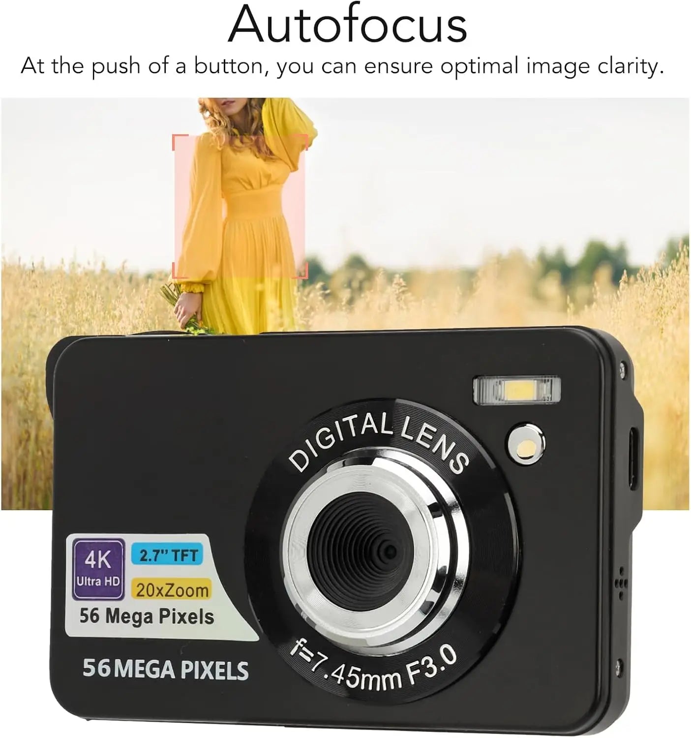 20X 56MP Digital Camera Photographic 2.7 Inch Screen 4K UHD Kids Camcorder Face Detect Auto Focus Self-Timer Camera For Children