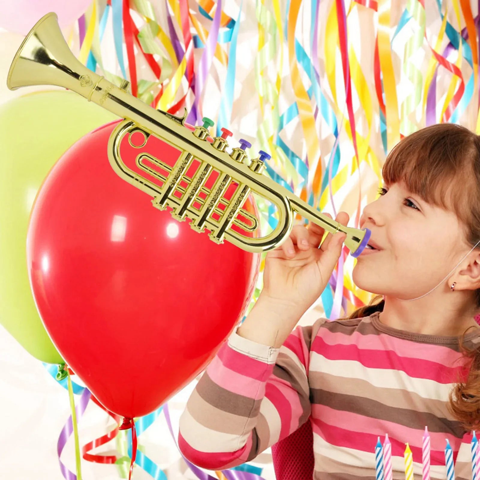 Kid Trumpet Golden Coated Plastic Children Preschool Music  Gift Wind Instrument Preschool Music