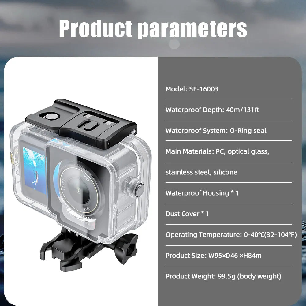 40M Waterproof Case for DJI OSMO Action 6 Underwater Dive Housing Protective Diving Cover Mount Accessories