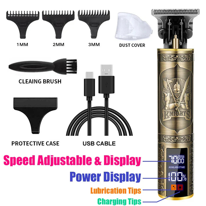 Carving Hair Clipper Professional Hair Cutting Machine Barber Rechargeable Hair Trimmer Metal Haircut Machine Clipper for Men