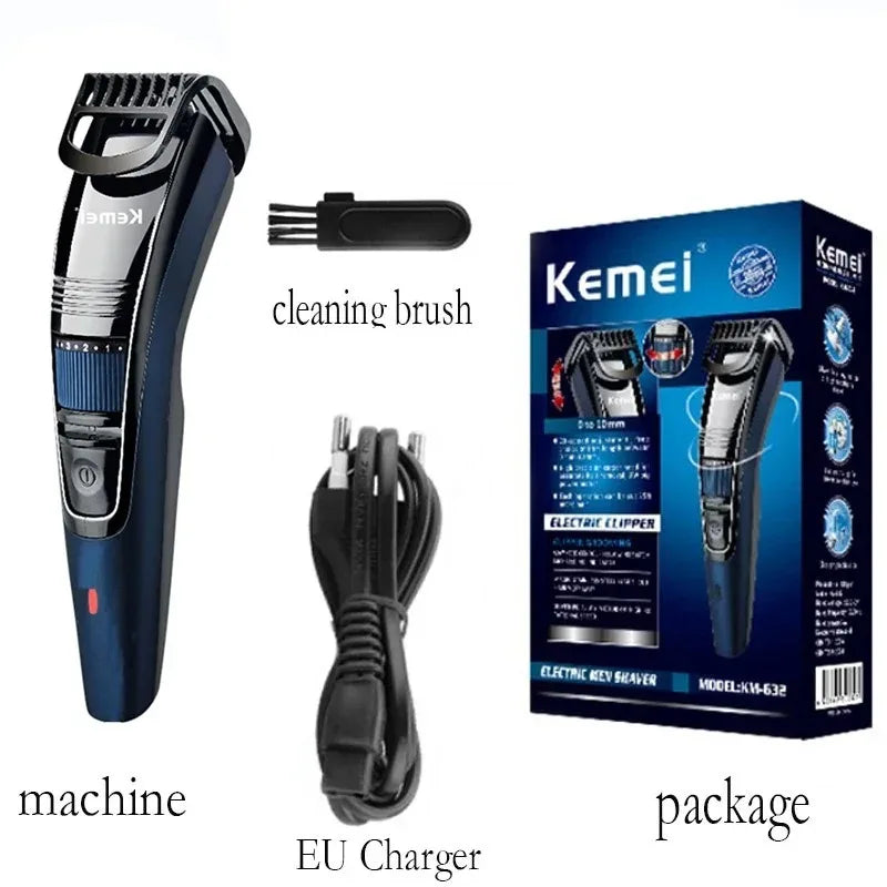 Kemei 632 0.5-10mm Adjustable Beard Hair Trimmer for Men Face Hair Cutting Machine Rechargeable Mustache Stubble Hair Clipper