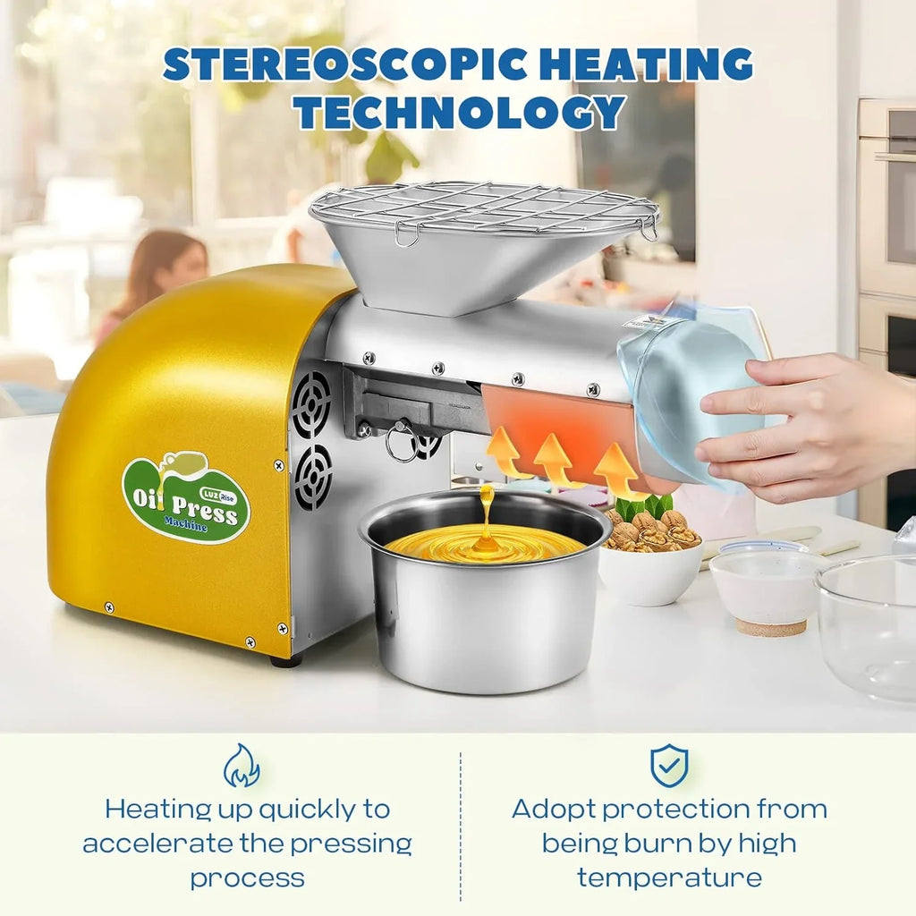 New Stainless Steel Oil Press Machine Commercial Home Oil Extractor Expeller Presser Press Press Hydraulic Sunflower Oil Press