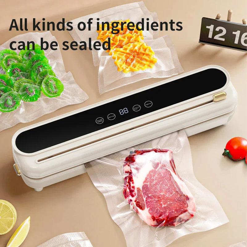 Electric Vacuum Sealer Built-in Cutter Food Keep Fresh Vacuum Packaging Machine Dry/Wet Applicable Kitchen Food Sealing Machine